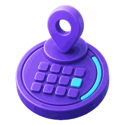 A violet location pin integrated into a calendar day-count dial.