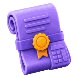 A sealed violet planning document with an integrated calculator.
